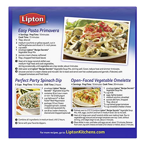 SOUP SECRETS Lipton Recipe Soup and Dip Mix, Vegetable 1.8 oz, Pack of 12