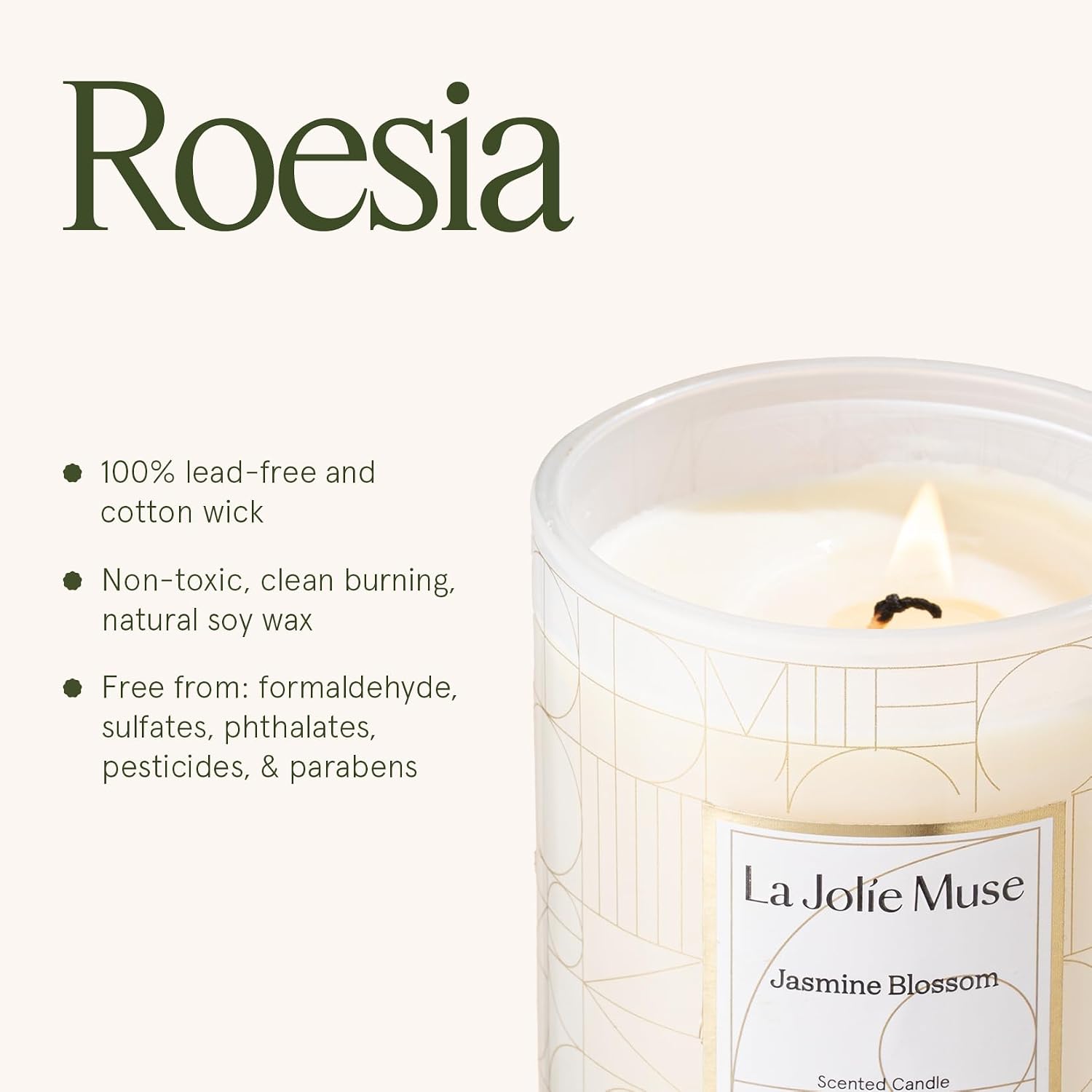 LA JOLIE MUSE Jasmine Floral Scented Candles for Home, Natural Soy 70 Hrs | Luxury White Jar Candle, Clean Non Toxic, Decorative Candle for Candle Warmer, Gifts for Women & Mom, Floral Engaged Candles