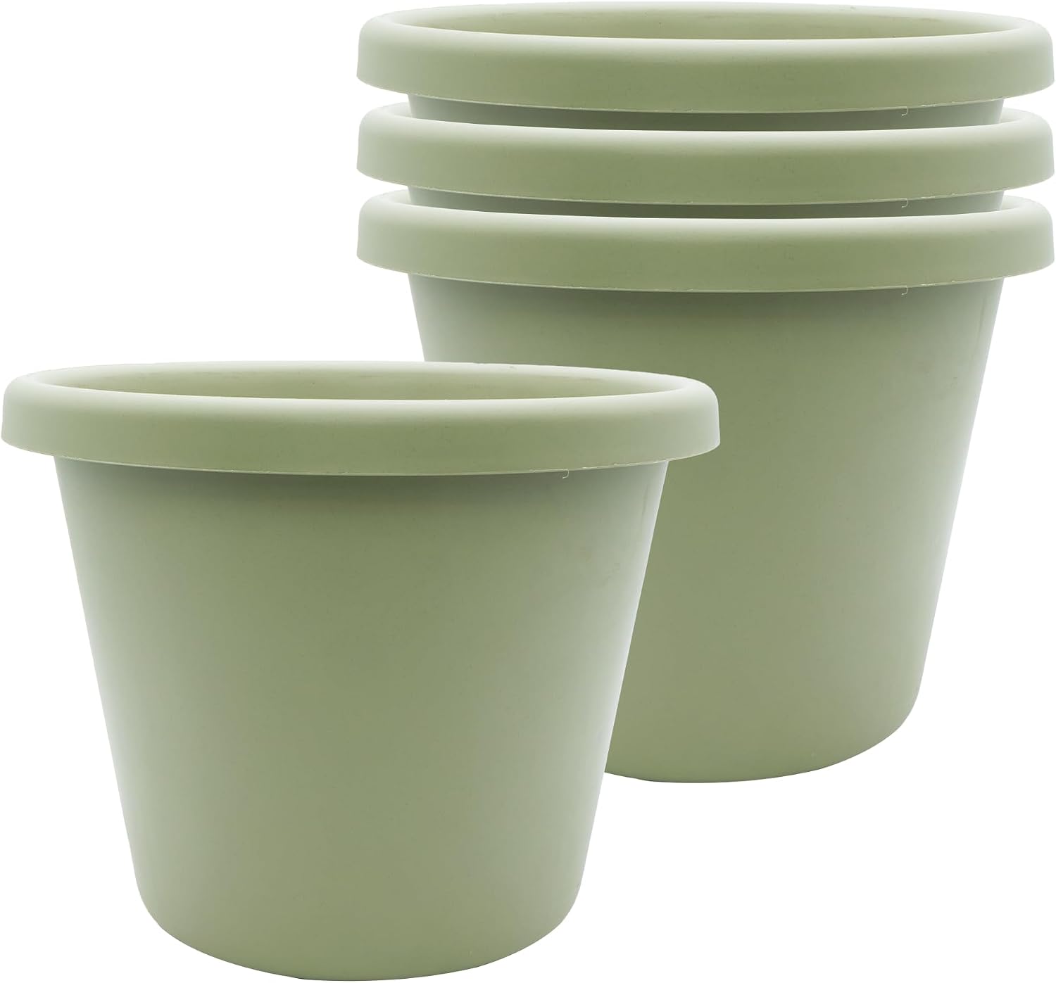 The HC Companies Classic Round Plastic Plant Pot w/Rolled Rim - Lightweight & UV Resistant Flower Pot for Herbs & More - Outdoor & Indoor Plant Pots w/Drainage (15.5 inch Warm Gray, Pack of 1)