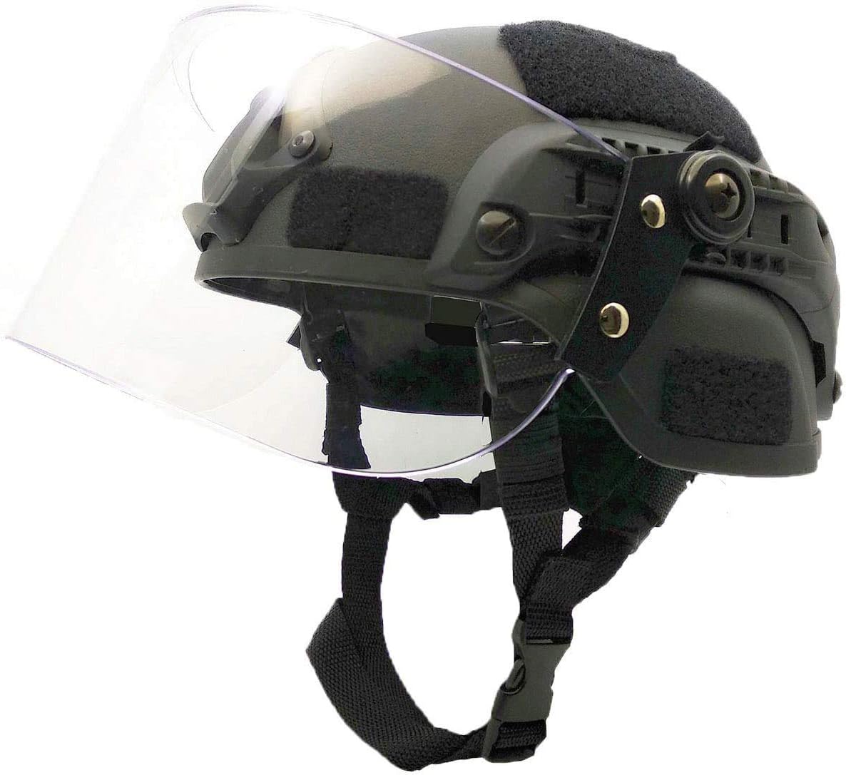 Airsoft MICH 2000 ACH Tactical Helmet with Clear Visor NVG Mount and Side Rail