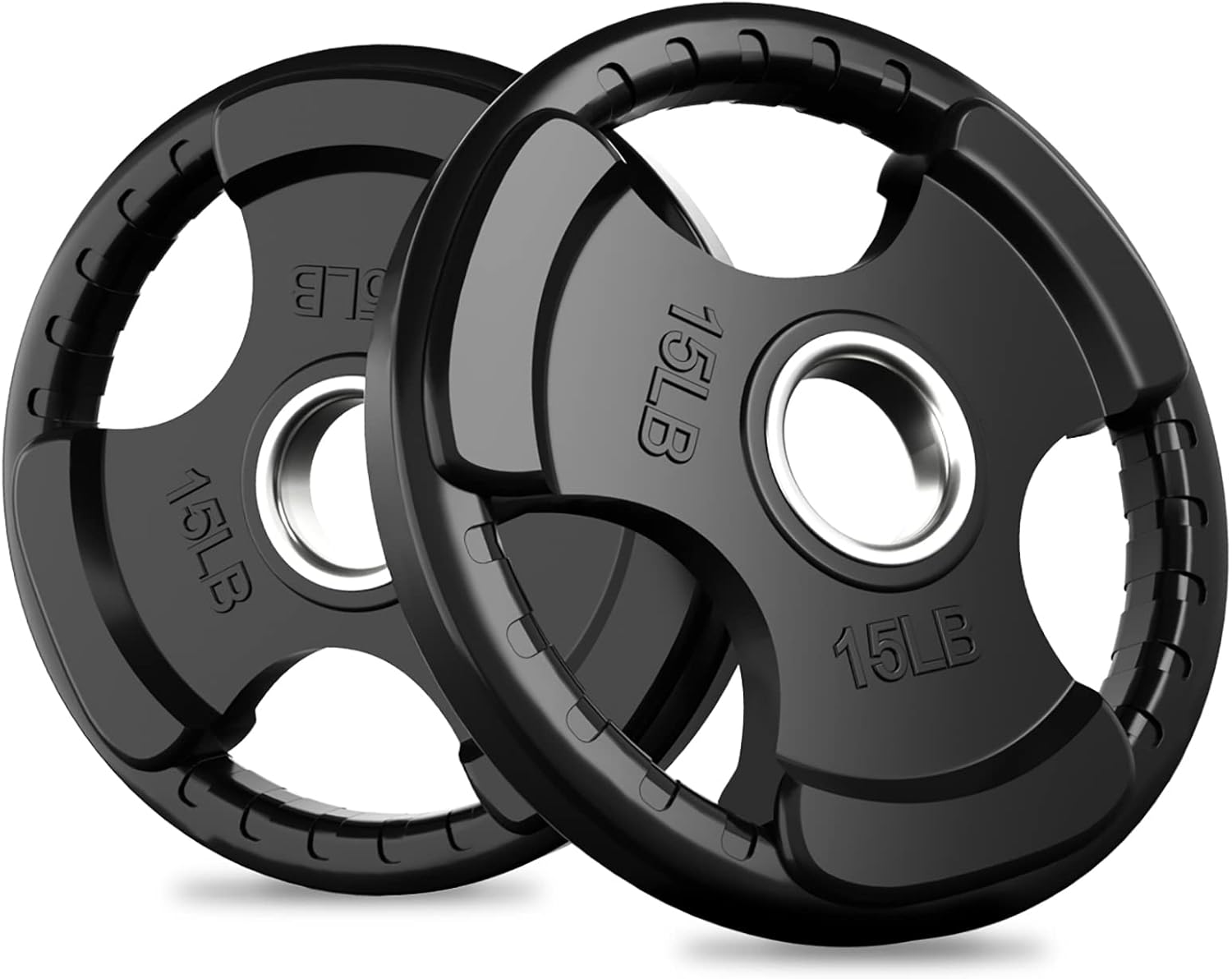 RitFit Olympic Rubber Grip Weight Plates, 2-Inch Barbell Set