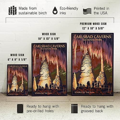 Lantern Press 10x15 Inch Wood Sign, Ready to Hang Wall Decor, Carlsbad Caverns National Park, New Mexico, Painterly, Temple of the Sun