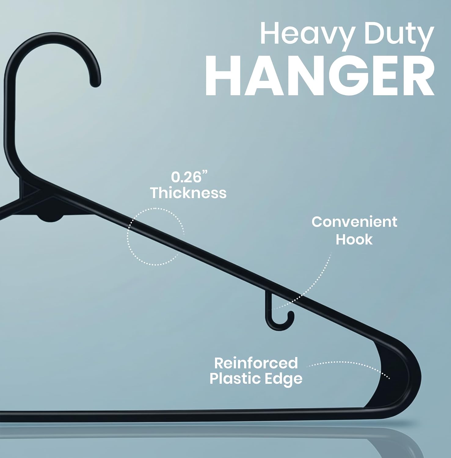 Utopia Home Plastic Hangers 50 Pack – Built-in Strap Hooks Black