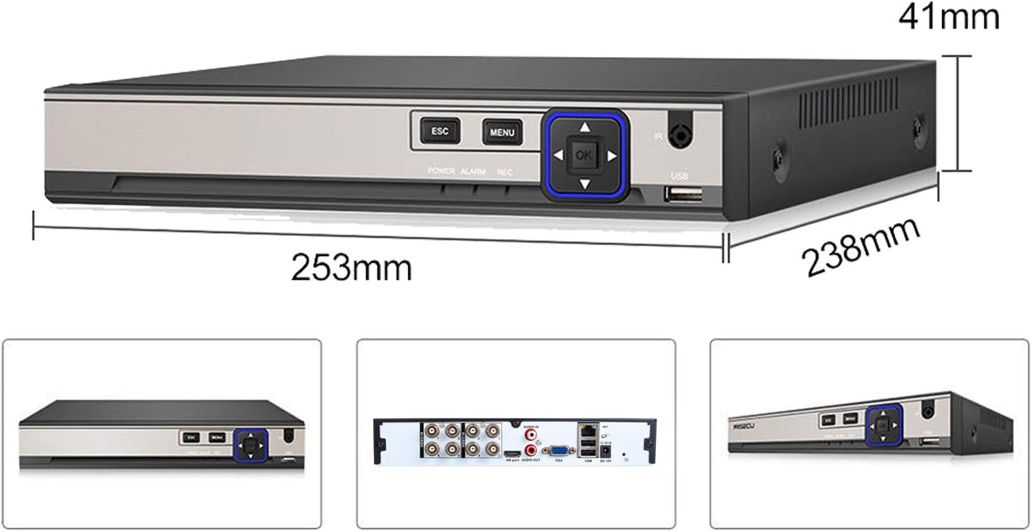 4CH 1080N Hybrid 5-in-1 AHD DVR (1080P NVR+1080N AHD+960H Analog+TVI+CVI) Standalone DVR CCTV Surveillance Security System Video Recorder Motion Detection， Hard Drive not Included