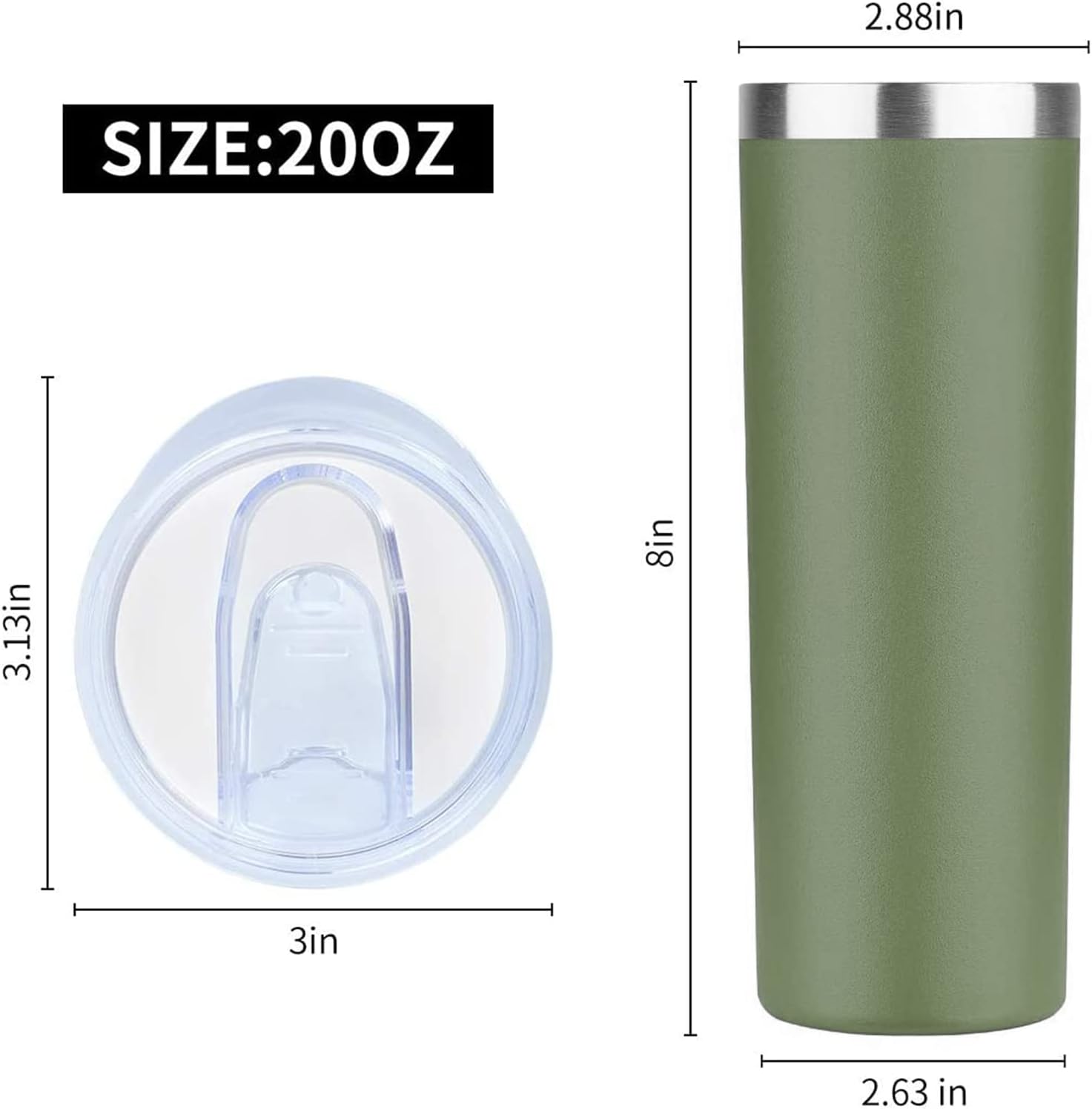 HASLE OUTFITTERS 20 oz Skinny Tumblers Bulk Set, Stainless Steel Insulated Slim Tumblers with Lids, Reusable Double Wall Travel Coffee Mugs