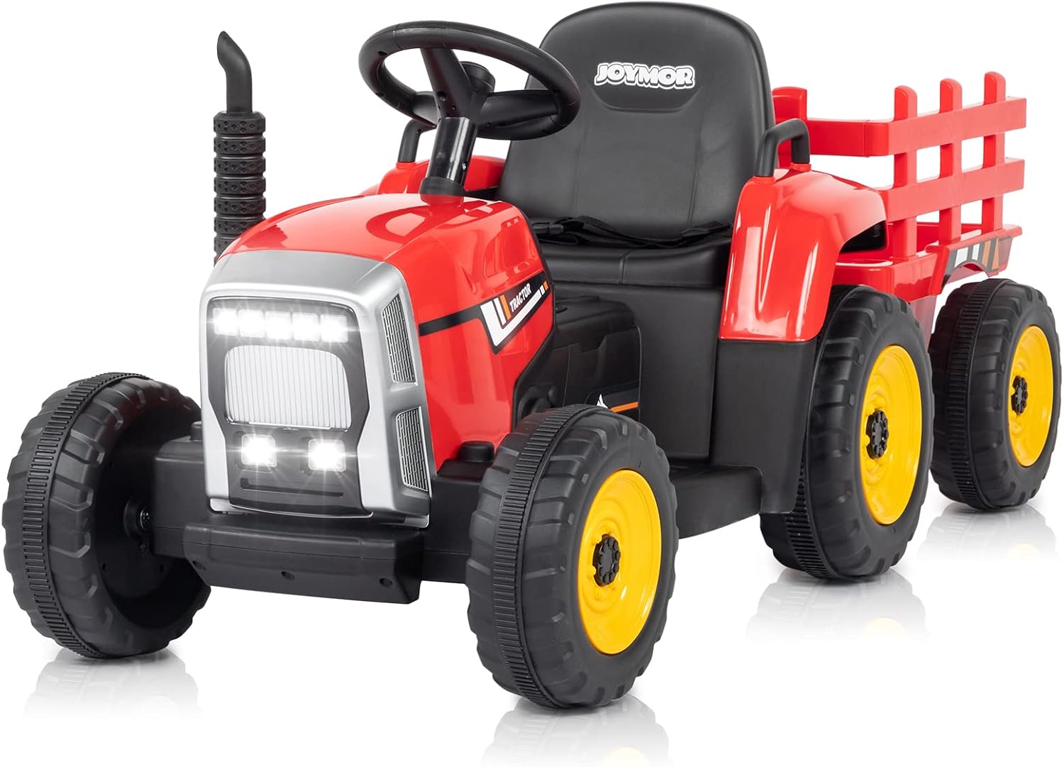 JOYMOR Ride on Tractor with Remote Control, 25W Motors Electric Tractor with Trailer for Toddler