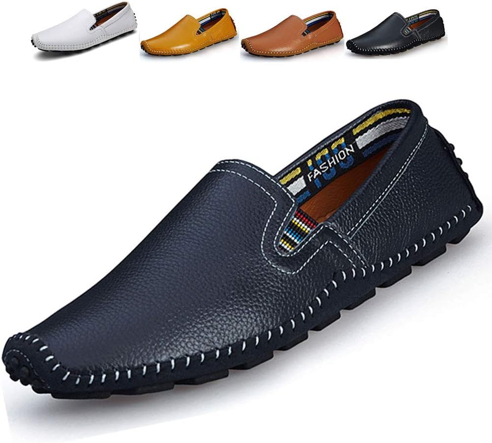 Men's Driving Shoes Leather Slipper Casual Slip on Loafers | Top Grain Leather Upper, Moccasin Toe, Slip-on, Traction Rubber Outsole, Mens Dress Shoes, Mens Casual Loafers