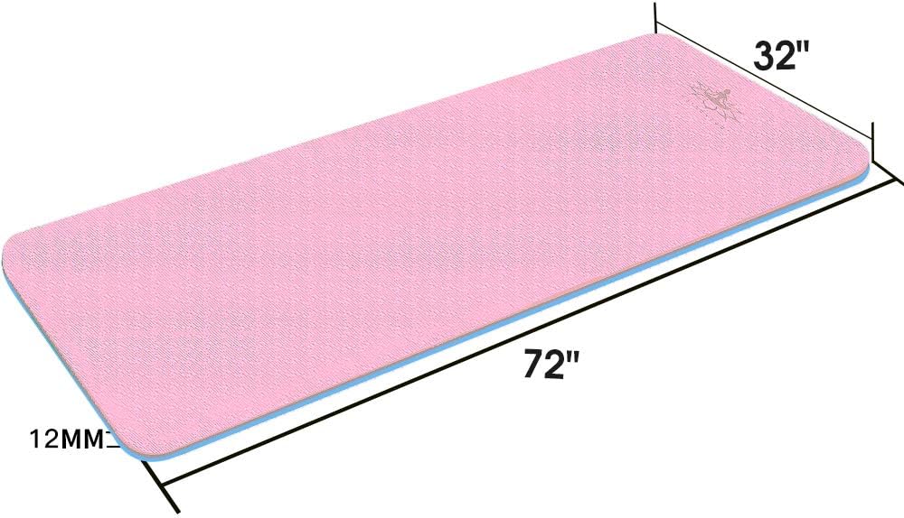 Hatha Yoga Extra Thick TPE Yoga Mat - 72"x 32" Thickness 1/2 Inch -Eco Friendly- With High Density Anti-Tear Exercise Mats For Home Gym Travel &