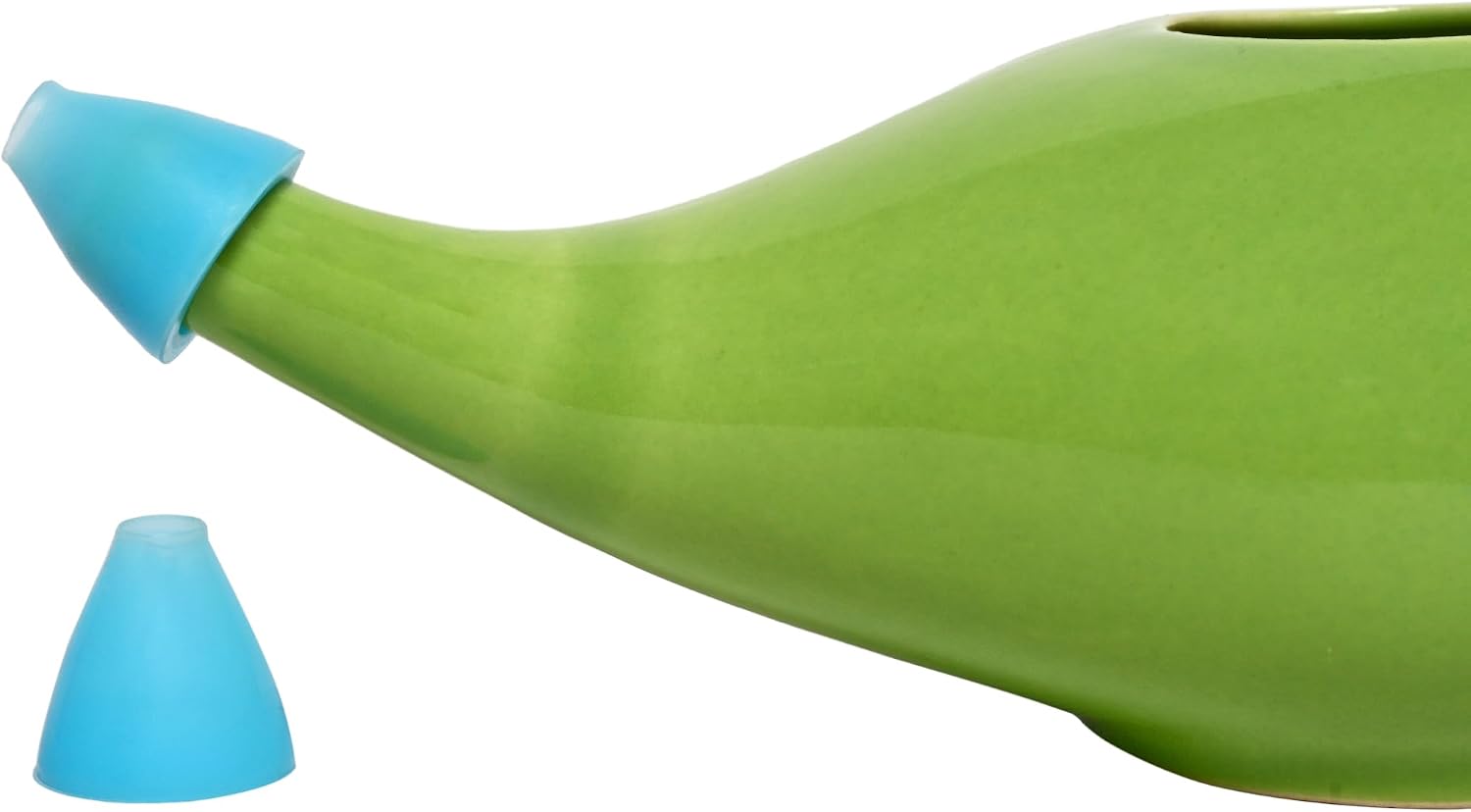 HealthGoodsIn Ceramic Neti Pot, Dishwasher Safe, Premium Handcrafted with 2 Silicone Nozzle and Salt for Sinus - 225 Ml. Capacity (Brown)