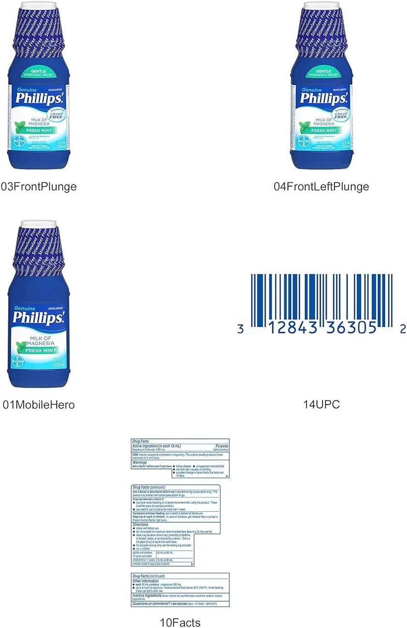 Phillips' Milk of Magnesia, Laxative, Original, 4 Ounce (Pack of 6) - Packaging May Vary