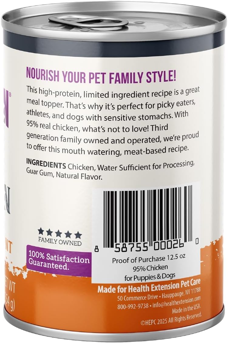 Health Extension 95% Beef Grain-Free Wet Dog Food, High Protein Recipe, Limited Ingredients, Picky Eaters, Ideal for Sensitive Stomachs 5.5 oz (Case of 24)