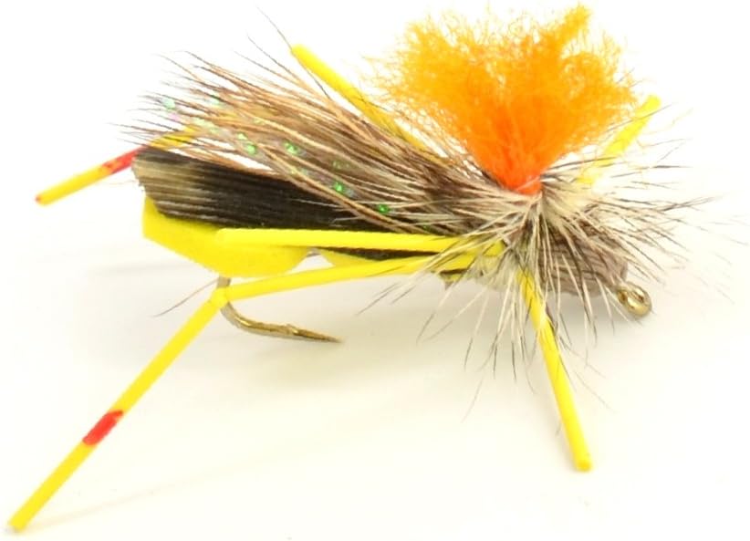 Trout Fly Assortment - Foam High Visibility Grasshopper Collection #5 1 Dozen Fly Fishing Flies