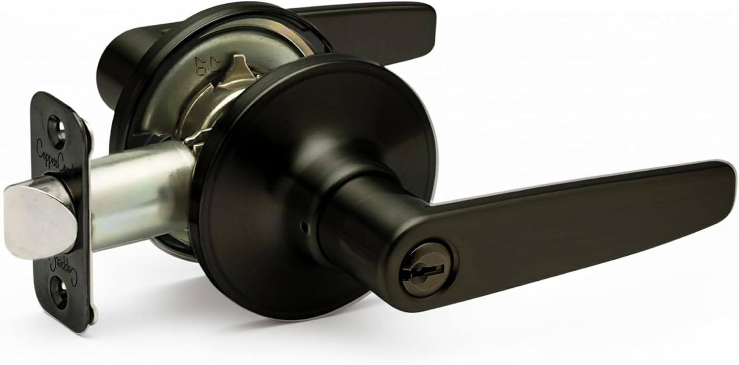 Copper Creek DL1231SS Daley Push Button Privacy Door Lever, Satin Stainless