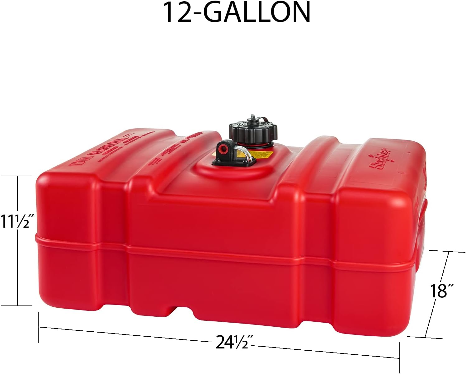 Scepter 6 Gallon Portable Marine Gas Can, Boat Fuel Tank with Top Handle | Underseat Design, 2-Way Vented Cap, Built-In Fuel Gauge and Pick-Up, EPA & CARB Compliant, 19.3"L x 12.2"W x 10.2"H (10511)