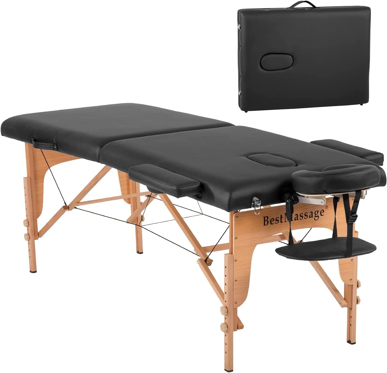 BestMassage Massage Bed Portable Massage Table 28 inch Wide Lash Bed Height Adjustable PU Leather 2 Folding with Oxford Bag for Spa Footmassage Facial CareSpa Tattoo