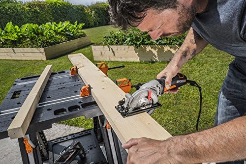 WORX Portable Folding Workbench, 2-in-1 Pegasus Table & Sawhorse, WX051 | 31"×25"×32" dimension, heavy load capacity, fast setup, includes 2 clamps & 4 clamp dogs, lightweight portable design