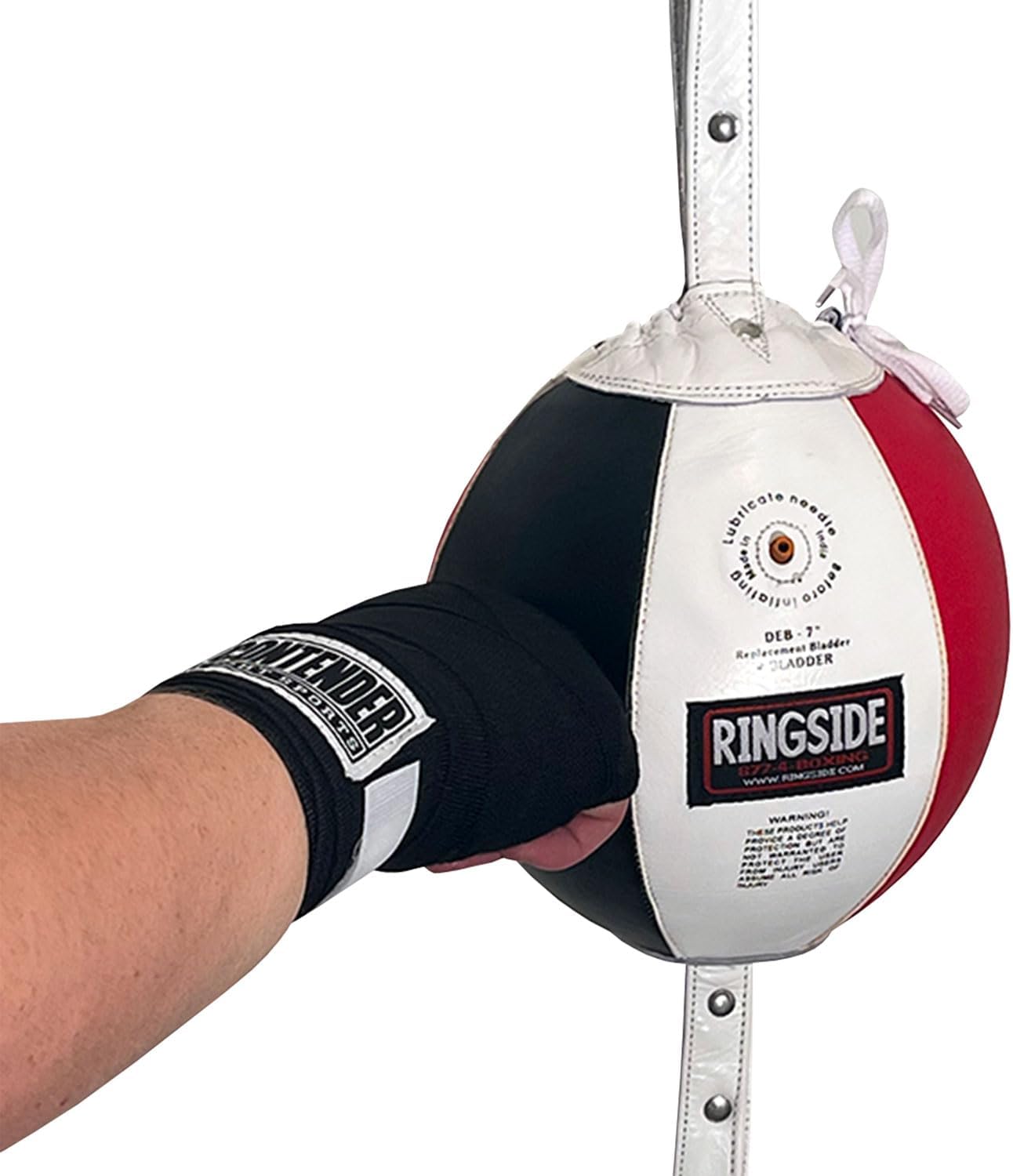 Ringside Leather Boxing Double End Bag - Speed & Reflex Punching Target with Bungee Cables for MMA, Muay Thai, and Striking Accuracy