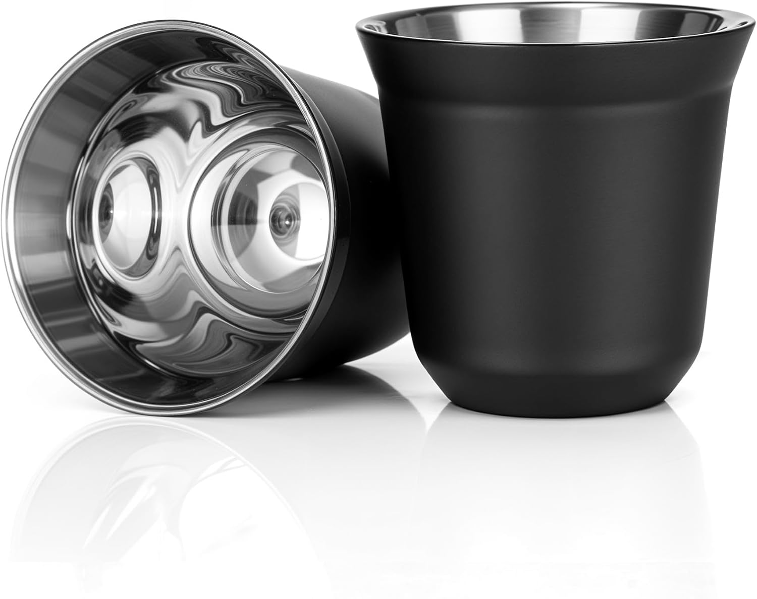 RECAPS 80ml Stainless Steel Espresso Cups Set (Stainless Steel) | 2 Pack Double Wall 304 Stainless Steel Demitasse Cups 2.7oz (Small Cup)