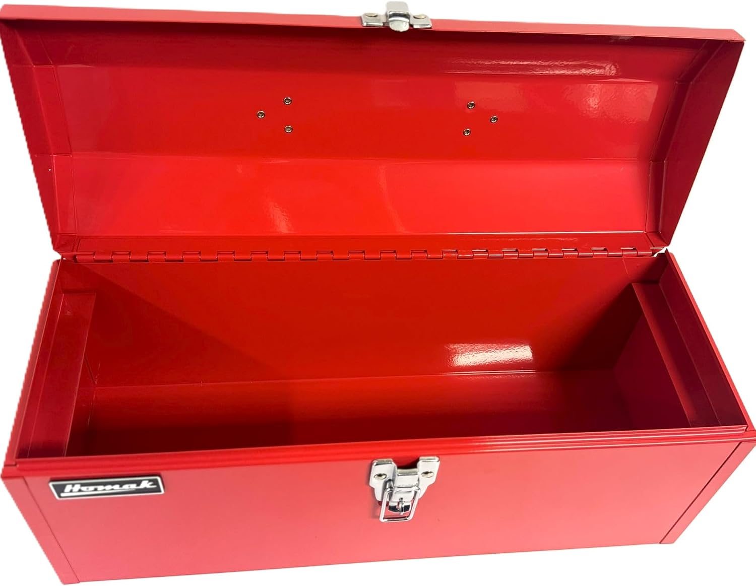 Homak Tool Box, 16" Portable Steel Small Tool Box with Metal Latch Closure & Plastic Handle, Multi-Purpose Heavy Duty Toolbox, Red