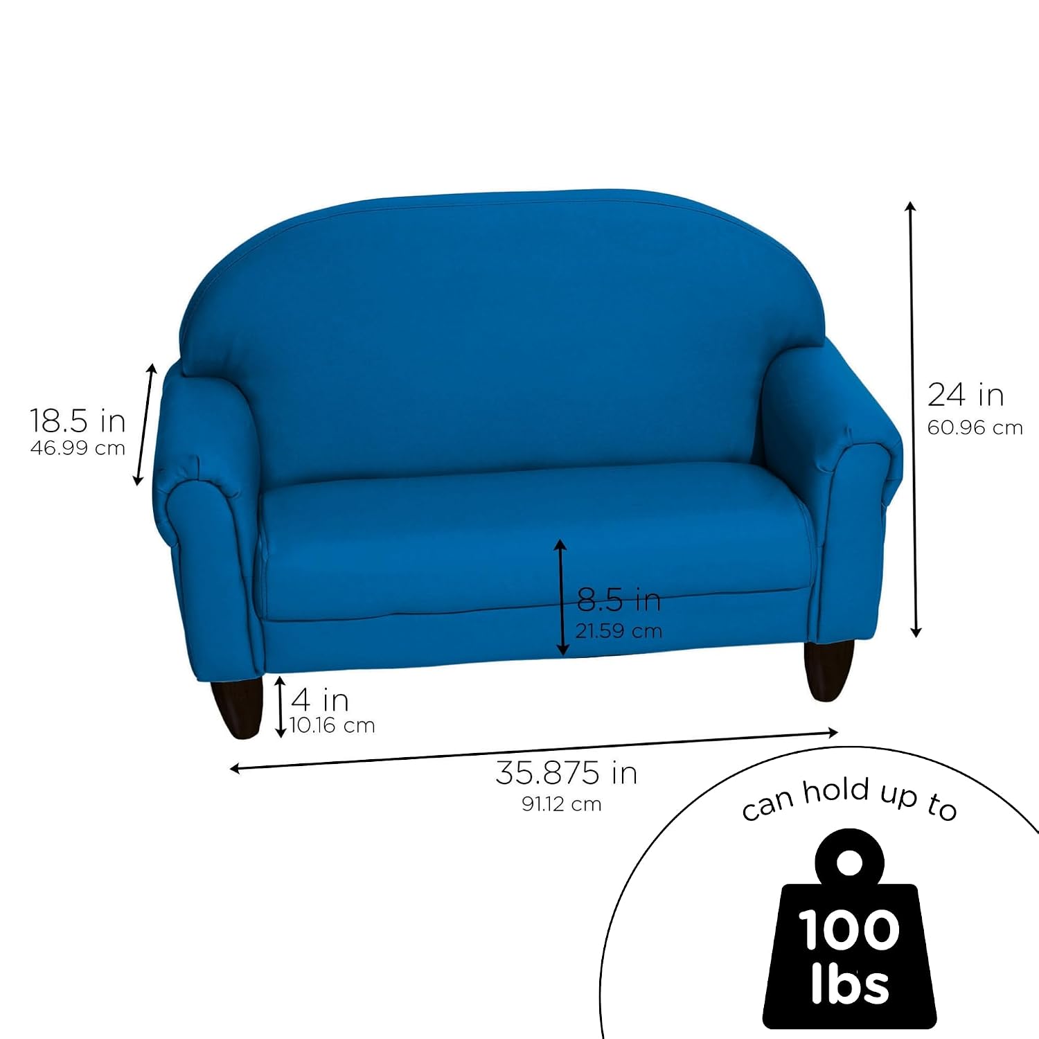 Children's Factory Upholstered Toddler Couch, Sofa, Deep Water