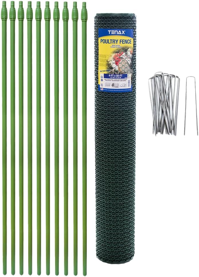 Tenax Poultry Fence - Green Plastic Poultry Fencing, Lightweight, Weather Resistant - 3-ft x 25-ft - Plastic