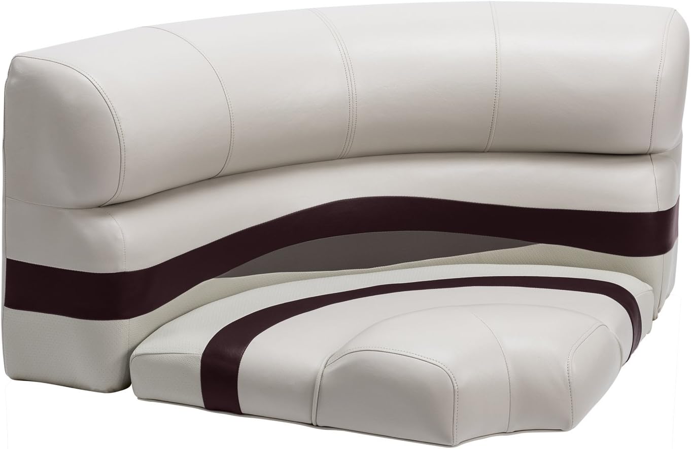 Wise BM11002-989 Premier Series Pontoon 32" Bow Radius Corner Seat Cushion Set, Platinum/Wineberry/Manatee