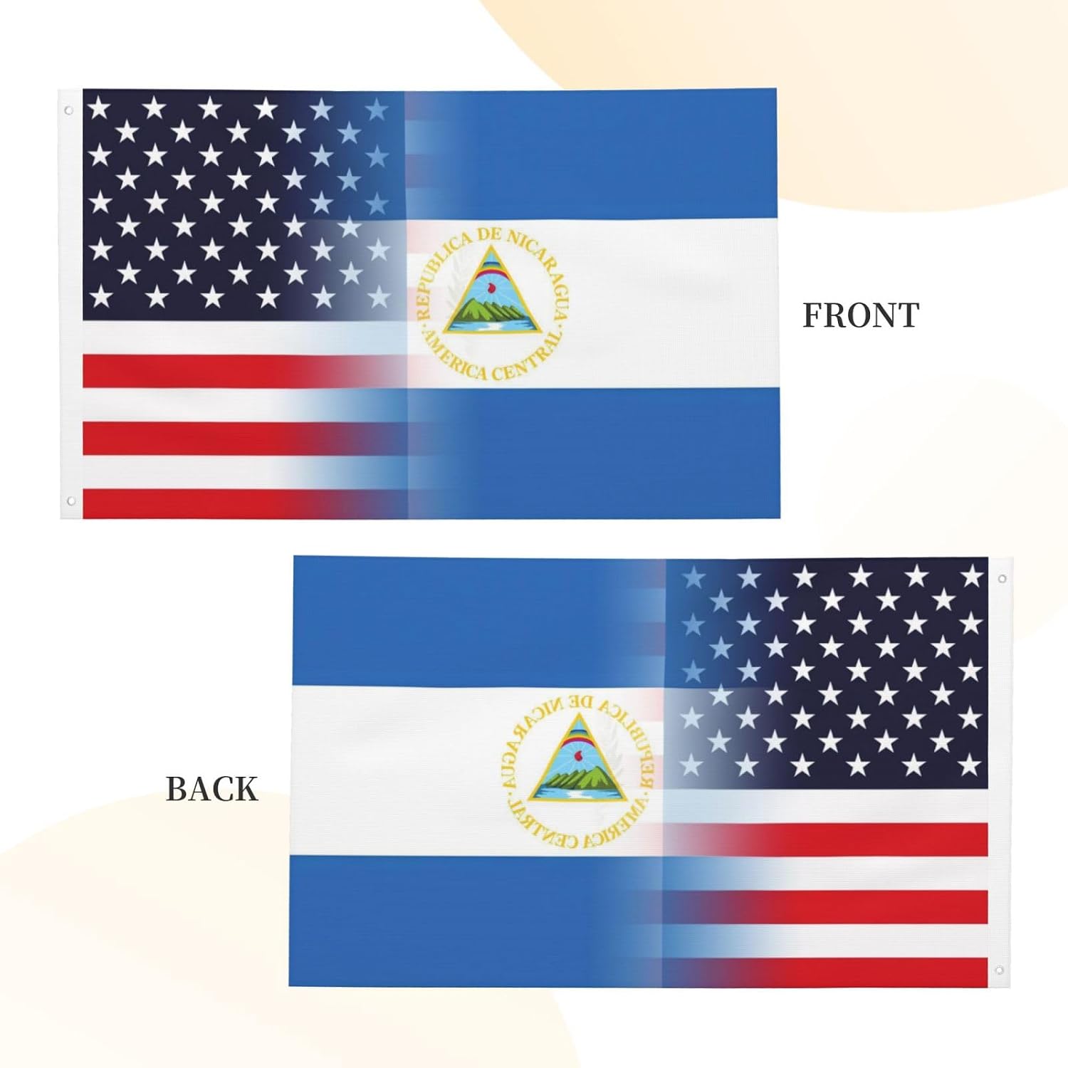 Nicaragua Nicaraguan And American Flag America USA 3x5 Ft Indoor Outdoor Decor Banner National Flags for Garden Yard Car Outside Decoration