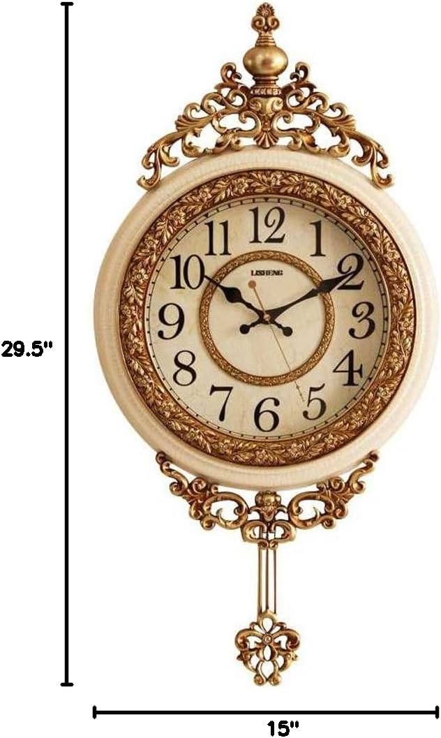 SHISEDECO 29.5" Large Vintage Antique Grandfather Pendulum Wall Clock, Blue