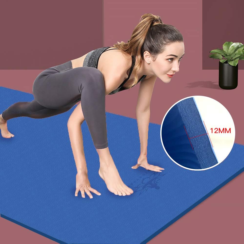 Hatha Yoga Extra Thick TPE Yoga Mat - 72"x 32" Thickness 1/2 Inch -Eco Friendly- With High Density Anti-Tear Exercise Mats For Home Gym Travel &