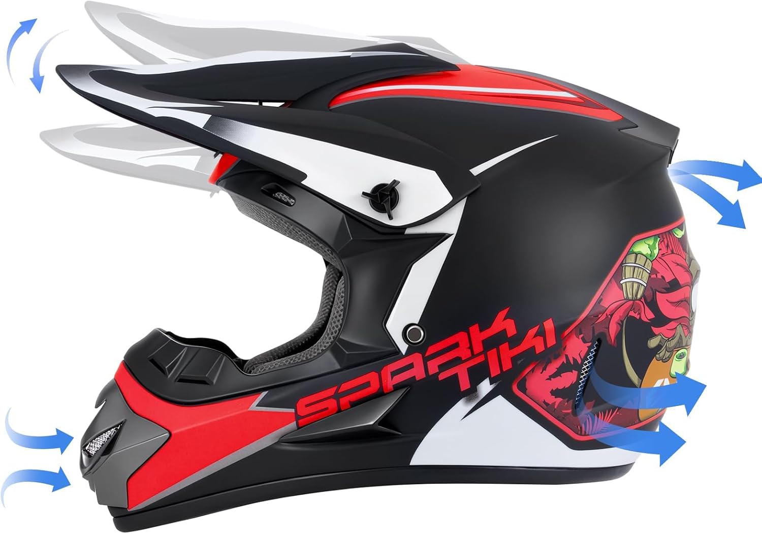 Youth Kids Dirt Bike Motocross Helmet DOT Approved Cool Tiki Graphic