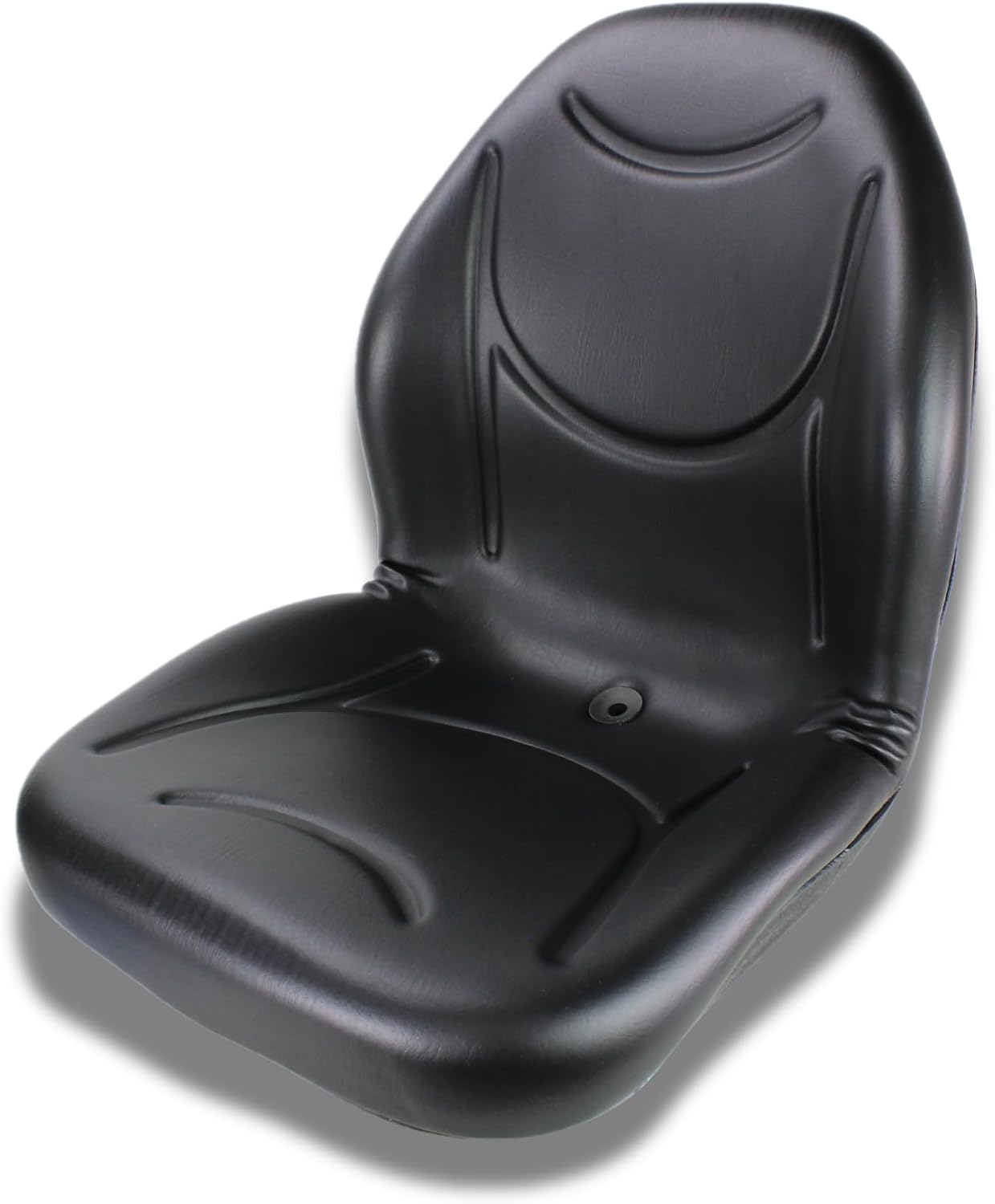 Eparts Universal Tractor Seat Replacement, Compact High Back Lawn Mower Seat, Black Forklift Seat, Central Drain Hole
