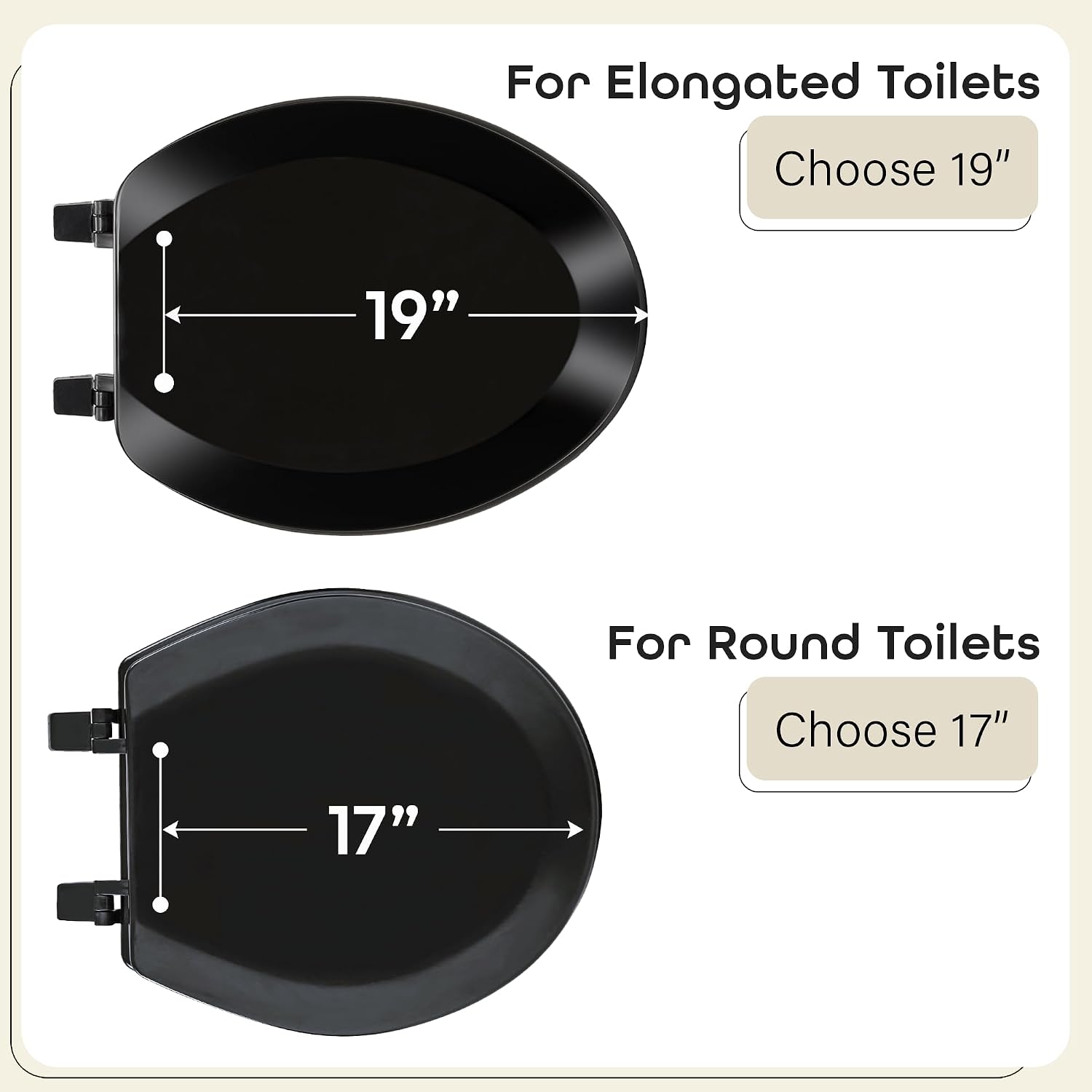 Soft Elongated Vinyl Toilet Seat, Black - 19 Inch Soft Vinyl Cover with Comfort Foam Cushioning - Fits All Elongated Size Fixtures - Easy to Install Fantasia by Achim Home Decor