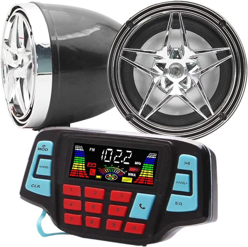 UTV ATV Bluetooth Amplifier Sound System Hand-free Speakers FM USB Audio System Stereo 2.5 Inch Speakers 12V Motorcycle Waterproof Audio FM Radio
