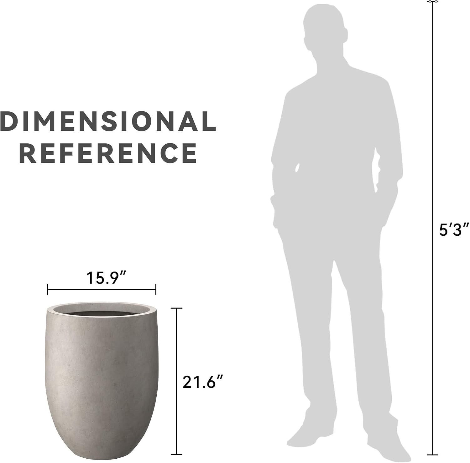 Kante Tall Concrete Planter 21.7" Modern White Floor Pot for Indoor Outdoor