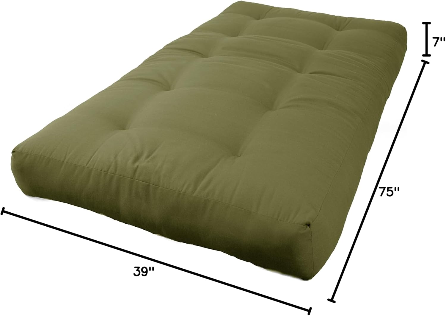 Blazing Needles Renewal 7" Twill Futon Mattress, Full, Aqua Blue