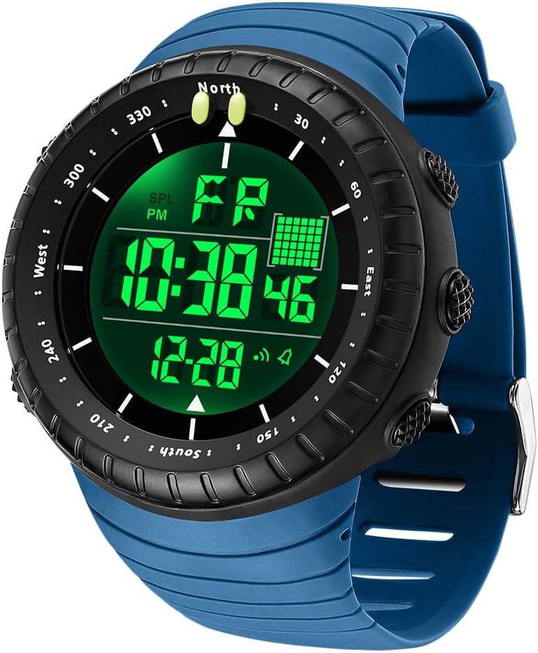 Gosasa Men Sport Watch Countdown Stopwatch Watch Mens Wrist Watch Waterproof LED Electronic Digital Male Watch 12/24 Hour Multifunctional Watch