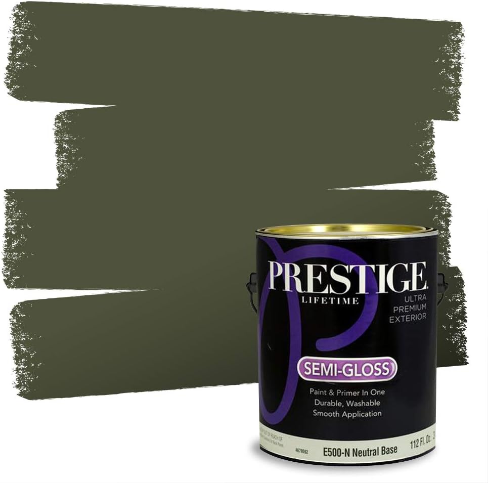 PRESTIGE Paints Exterior Paint and Primer In One, 1-Gallon, Flat, Comparable Match of Sherwin Williams* Coastal Plain*