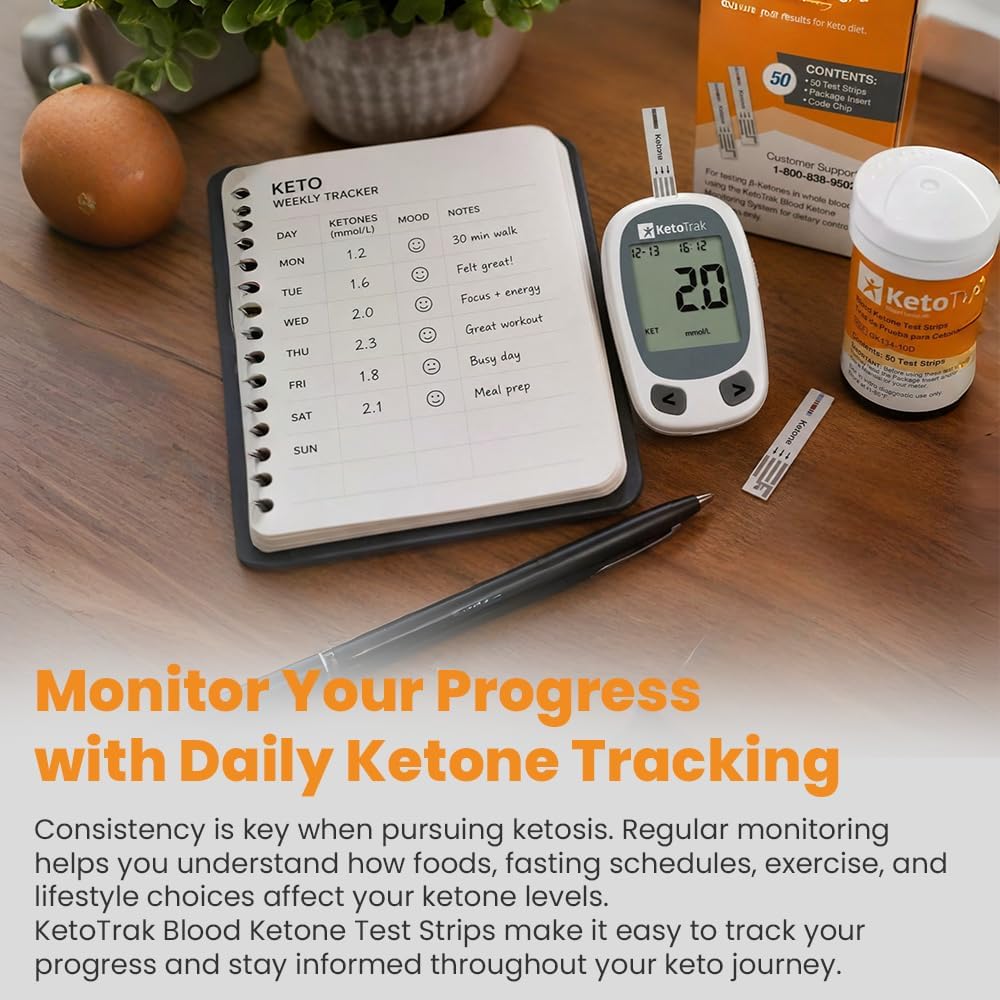 KetoTrak Blood Ketone Test Strips, 50 Count for Ketone Monitoring