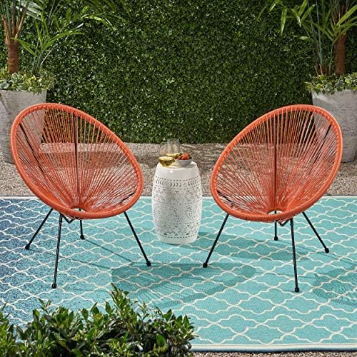 GDFStudio Noble House Anson Outdoor Hammock Weave Chair in Teal and Black (Set of 2)