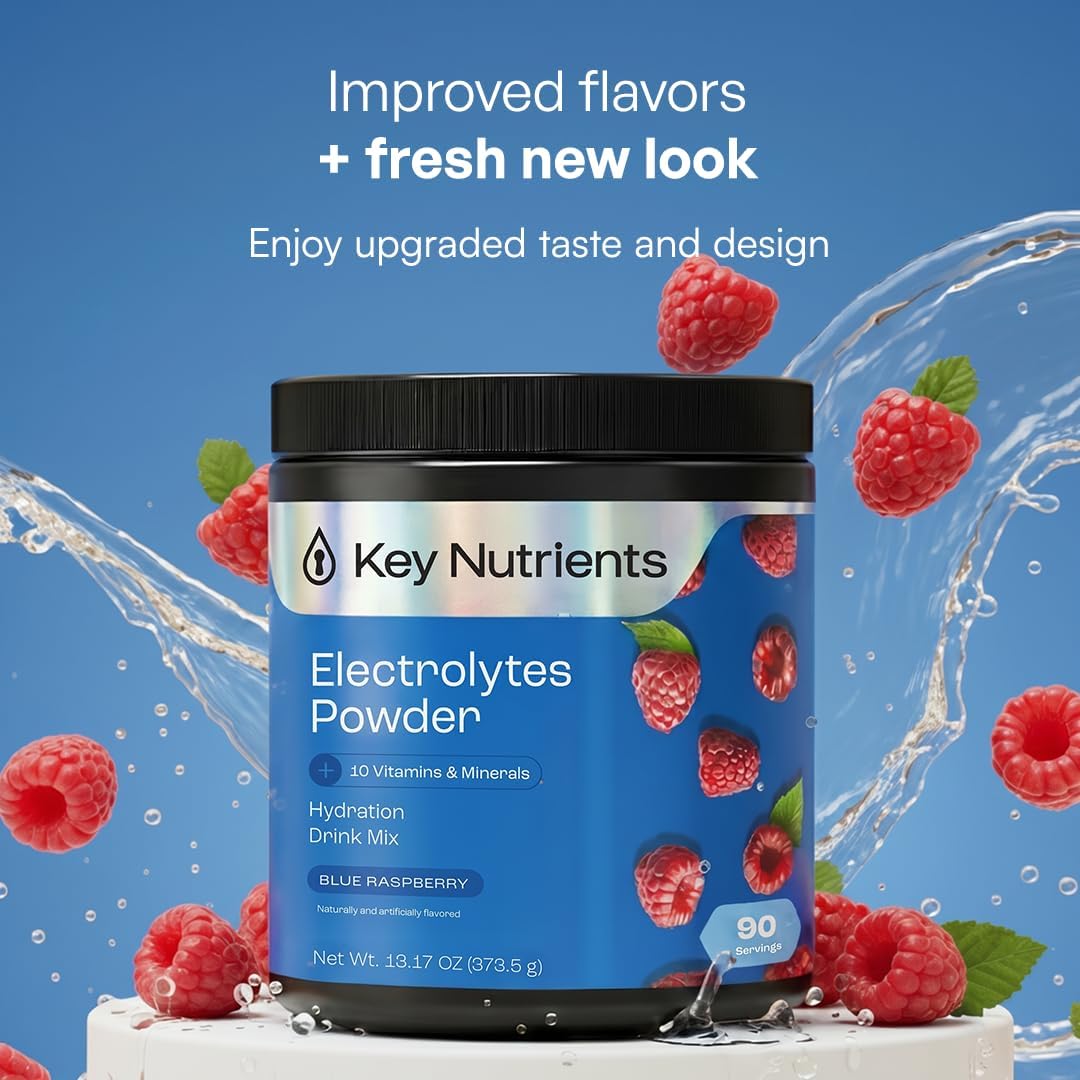KEY NUTRIENTS Potassium Multivitamin Electrolytes Powder, Lemonade, 90 Serv | Multivitamin Electrolytes Powder, Refreshing Lemonade, Sugar Free, Sodium & Potassium Supplement, No Calories, Made in USA