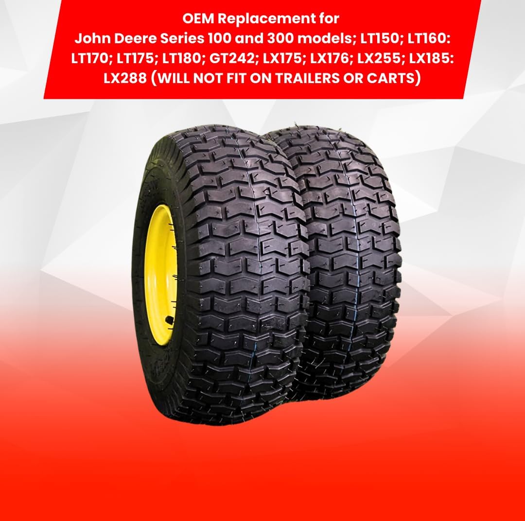 Antego 15x6.00-6 Lawn Mower Tire & Wheel Assembly ATW-001 4 Ply, Set of 2 | ATW-001, 4 Ply