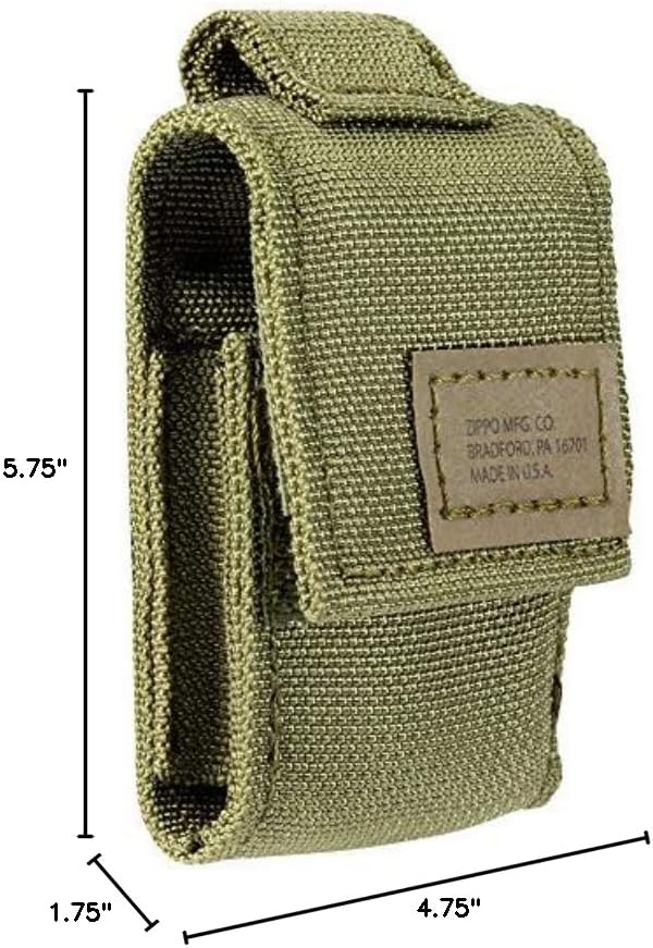 Zippo OD Green Tactical Pouch and Black Crackle Windproof Lighter Gift Set