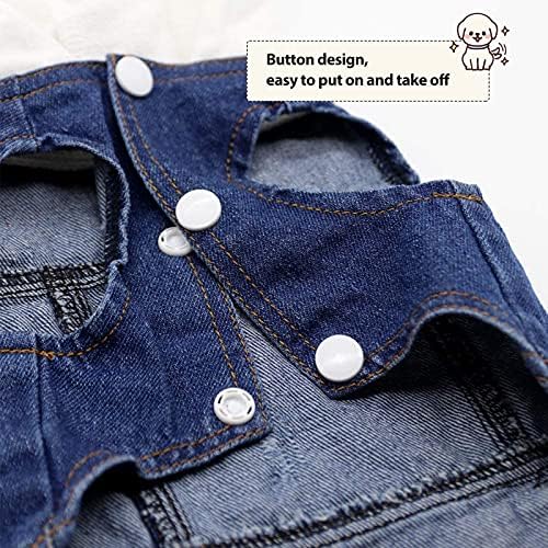 SILD Pet Dog Jeans Jacket Vest with Hooded Blue Dogs Hoodies Denim Cat Coat | Boy Girl Male Dogggie Puppy Cute Vintage Cool Classic Small Medium Machine Washable Apparel Clothes Outfit T-Shirts Costume