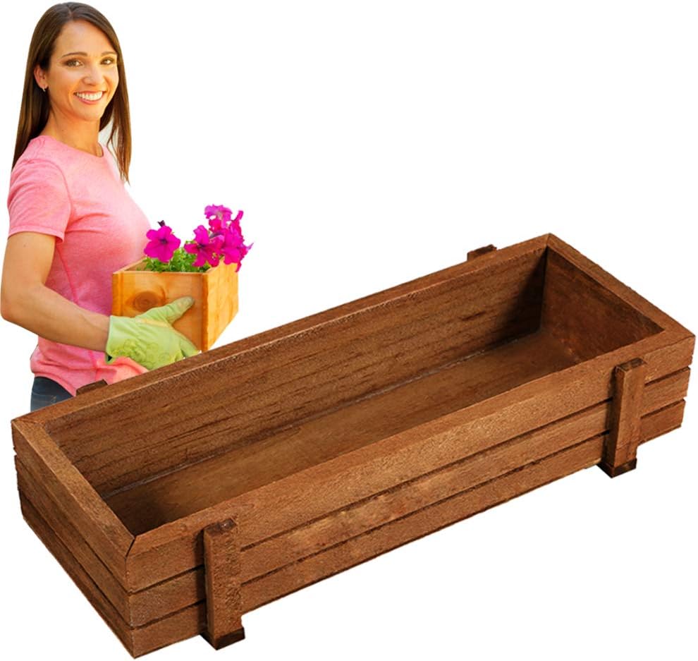 Wooden Plant Seeds Box, 2 Colors Randomly Indoor Outdoor Windowsill Kitchen Garden/Flower Planter Trough (3Pcs)