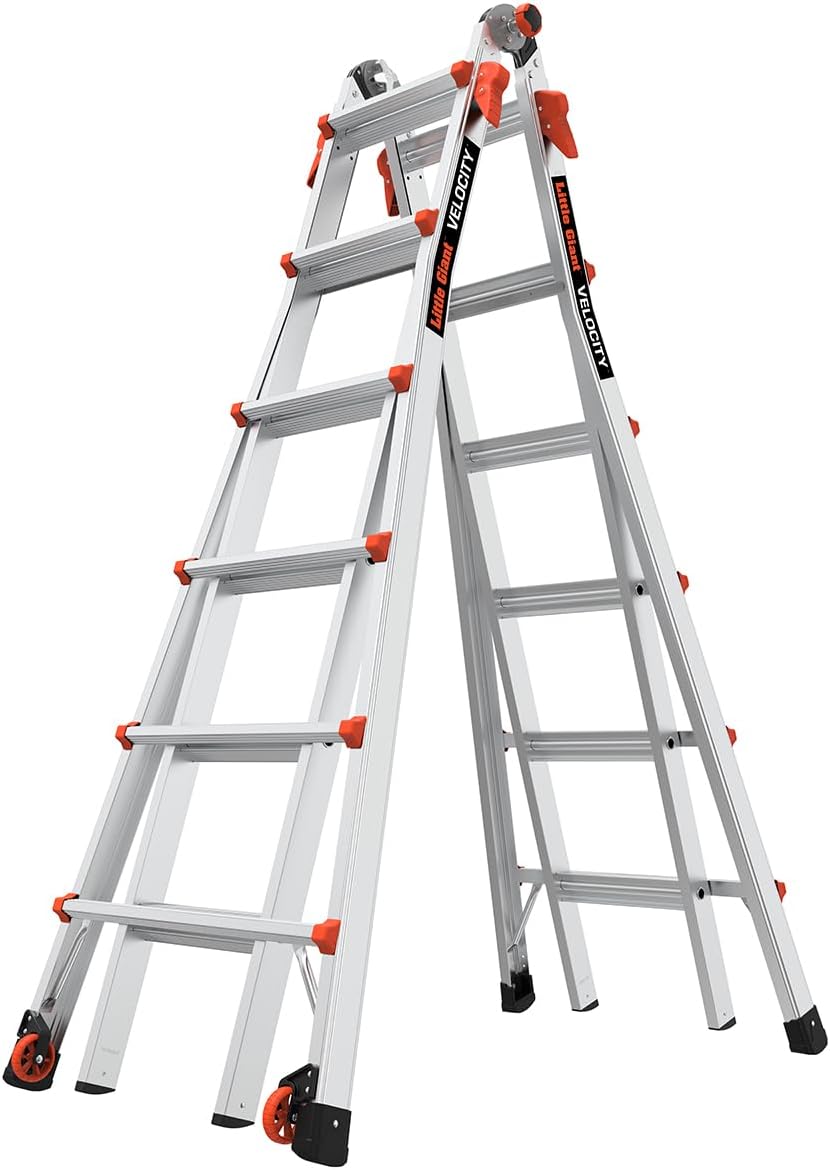 Little Giant Velocity, Aluminum Ladder, 14 ft Reach, 15413-001 | Telescoping Multi-Position Ladder with Extension, A-Frame, 90-Degree & Trestle Modes, 300 lbs. Rating