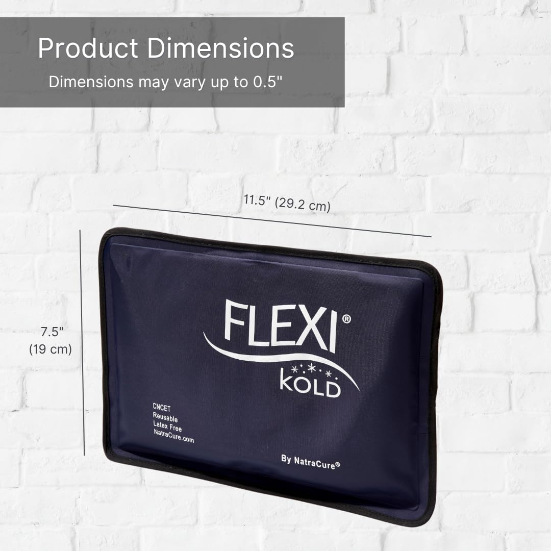 FlexiKold Gel Ice Packs (Standard Large: 10.5" x 14.5") for Injuries Reusable, Back Pain Relief, Knee Wrap, After Surgery, Ice Pack for Knee, Shoulder - 6300-COLD by NatraCure