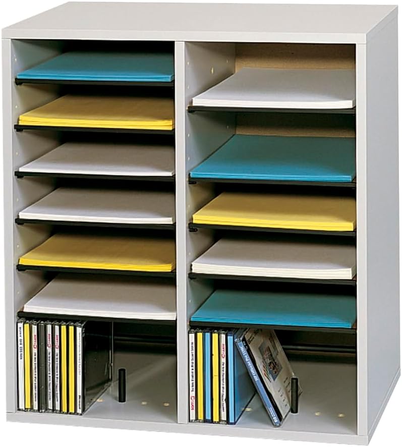 Wood/Laminate Literature/CD Sorter, 16 Section, 19 1/2 x 11 3/4 x 20, Medium Oak