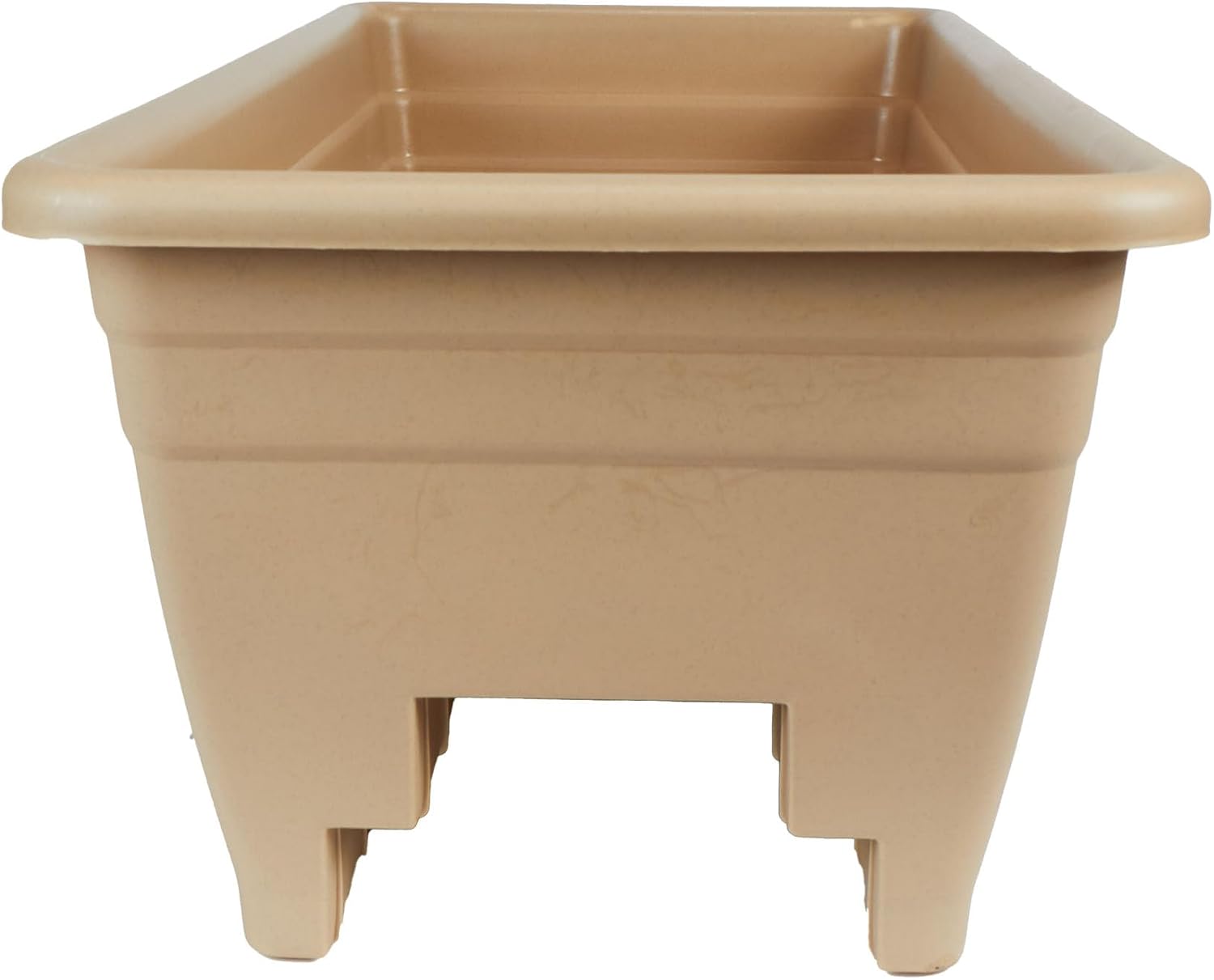 The HC Companies 24 Inch Deck Rail Box Planter Lightweight Outdoor Plastic Plant Pot for Herbs and Flowers, White