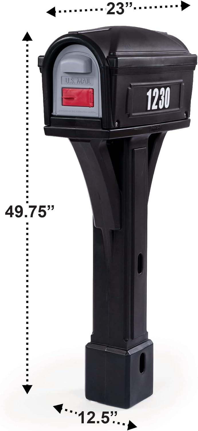 Simplay3 Rustic Home Plastic Residential Cabin Mailbox & Post Mount Combo Kit with 2 Access Doors - Sandstone, Made in USA
