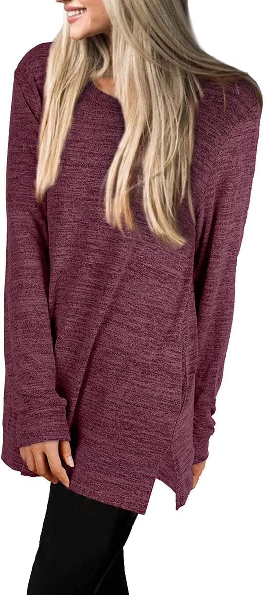 XIEERDUO Womens Casual Sweatshirts Long Sleeve Shirts Oversized With Pocket Tunic Tops S-3XL